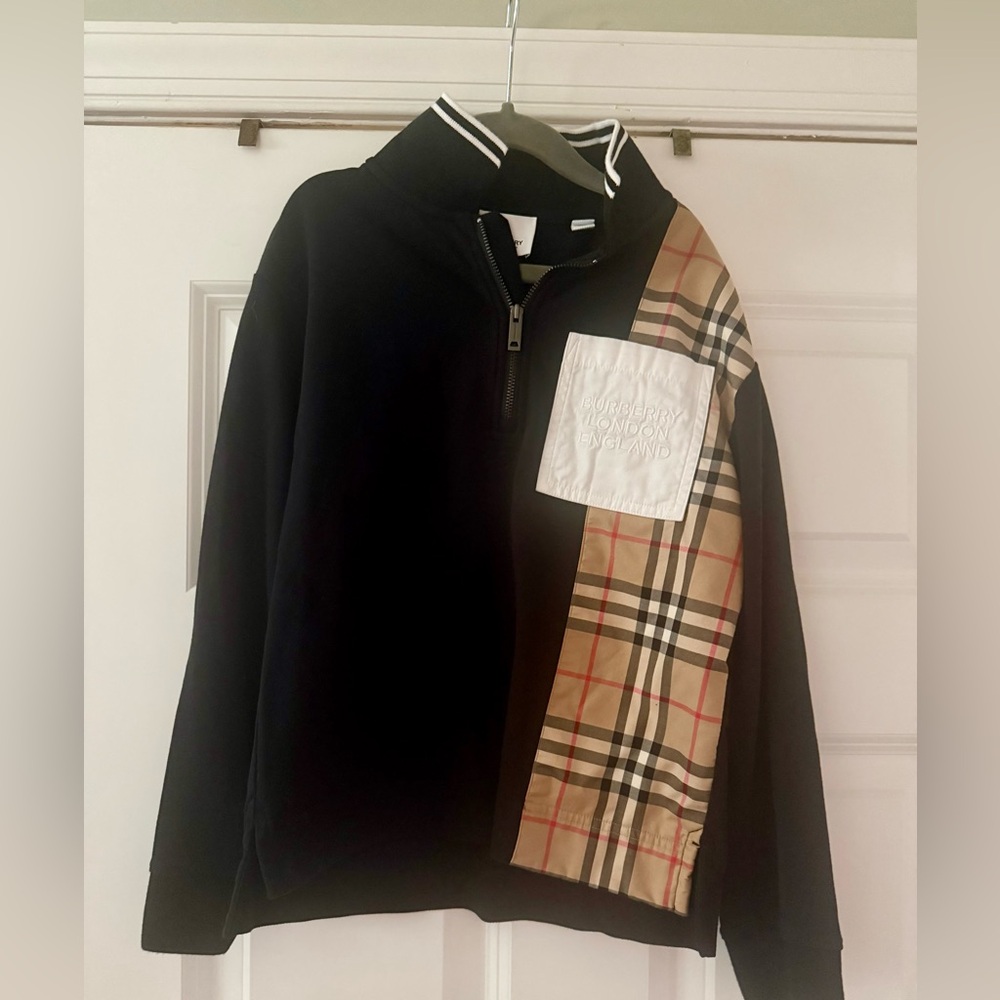 Burberry Black and Beige Plaid Jacket